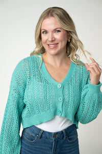 Callie Cropped Cardigan - Aqua-Cardigan-Villari Chic, women's online fashion boutique in Severna, Maryland