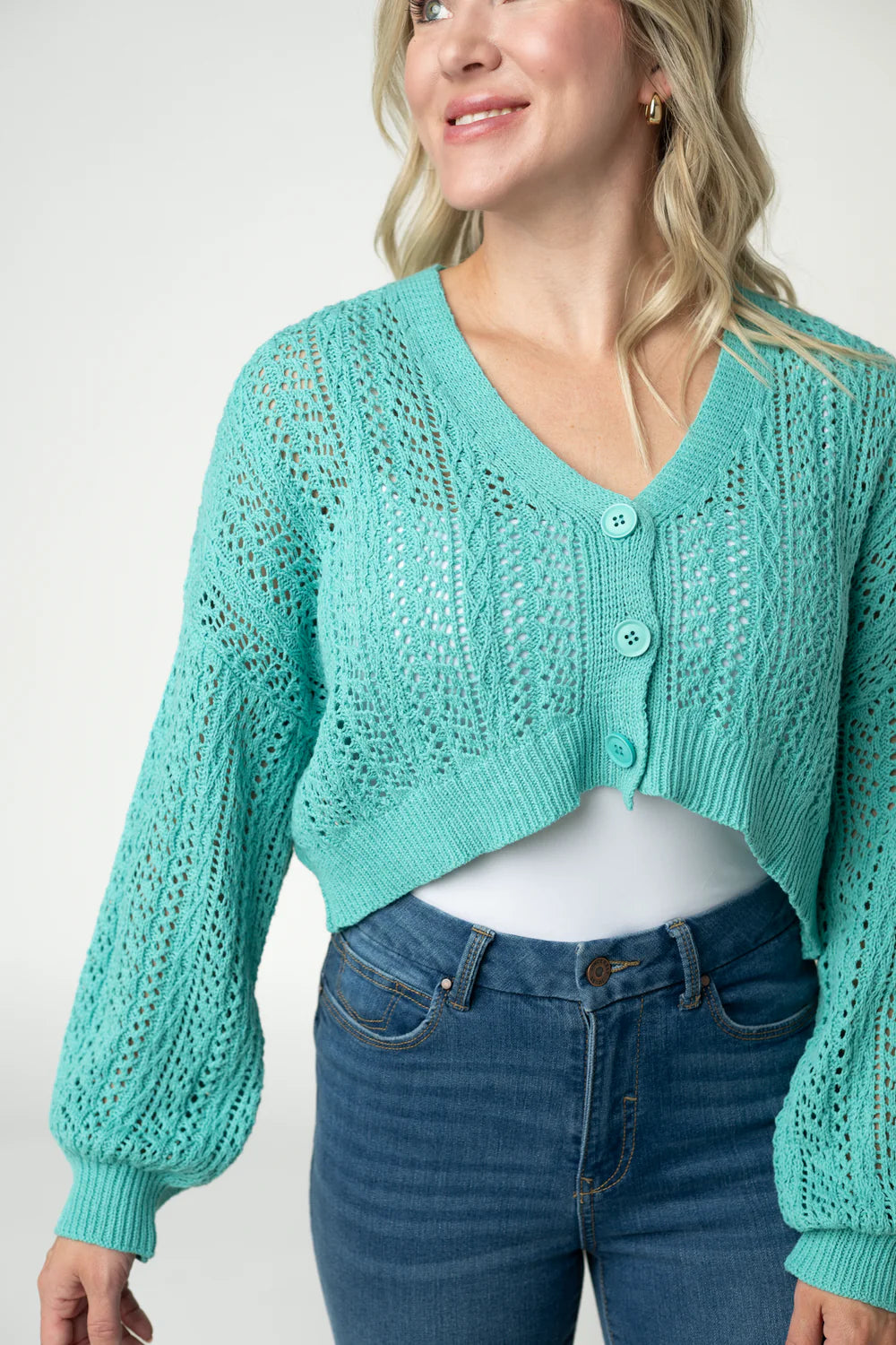 Callie Cropped Cardigan - Aqua-Cardigan-Villari Chic, women's online fashion boutique in Severna, Maryland