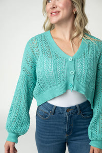 Callie Cropped Cardigan - Aqua-Cardigan-Villari Chic, women's online fashion boutique in Severna, Maryland