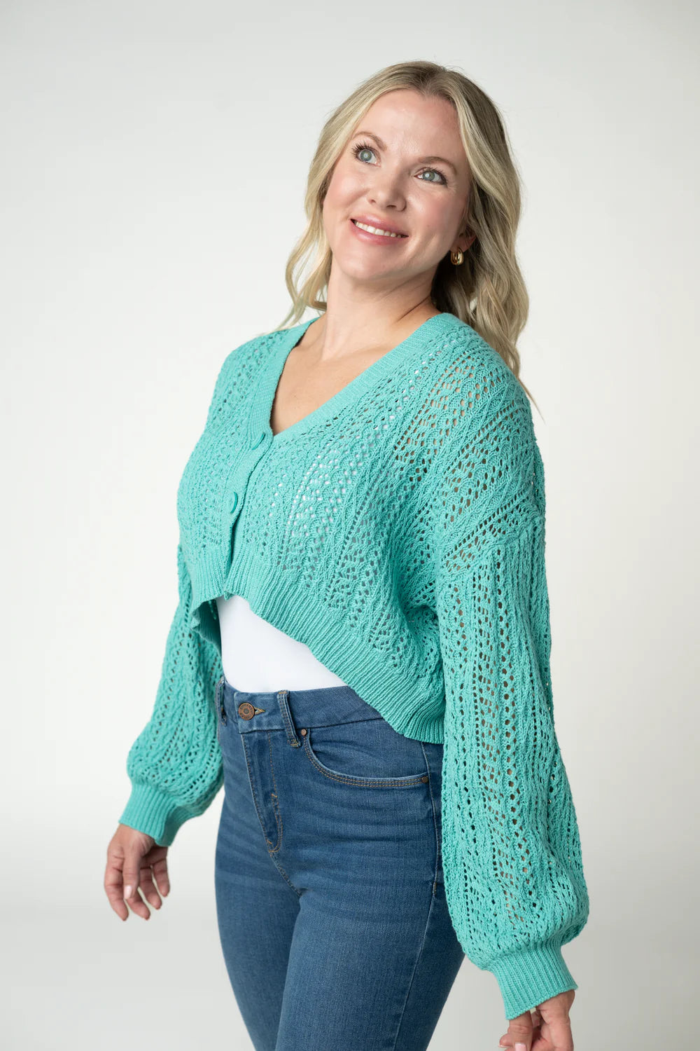 Callie Cropped Cardigan - Aqua-Cardigan-Villari Chic, women's online fashion boutique in Severna, Maryland
