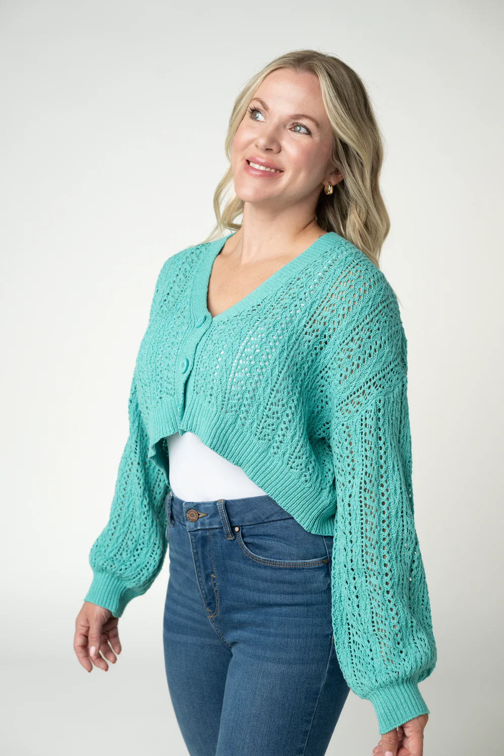 Callie Cropped Cardigan - Aqua-Cardigan-Villari Chic, women's online fashion boutique in Severna, Maryland