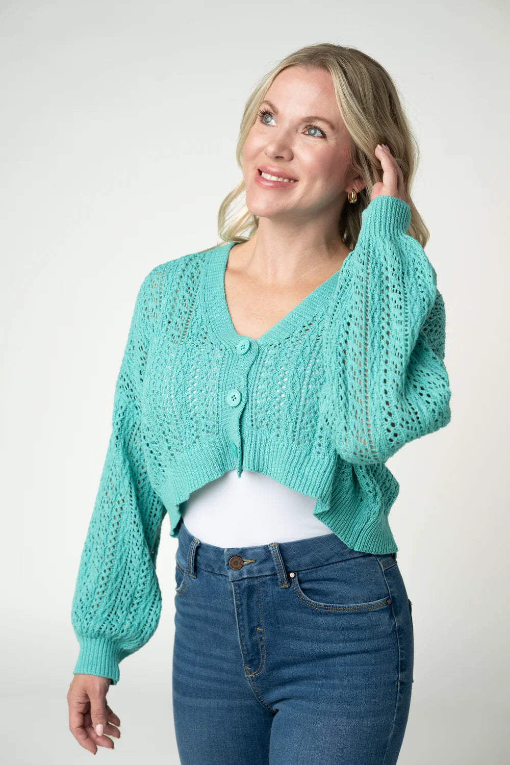 Callie Cropped Cardigan - Aqua-Cardigan-Villari Chic, women's online fashion boutique in Severna, Maryland