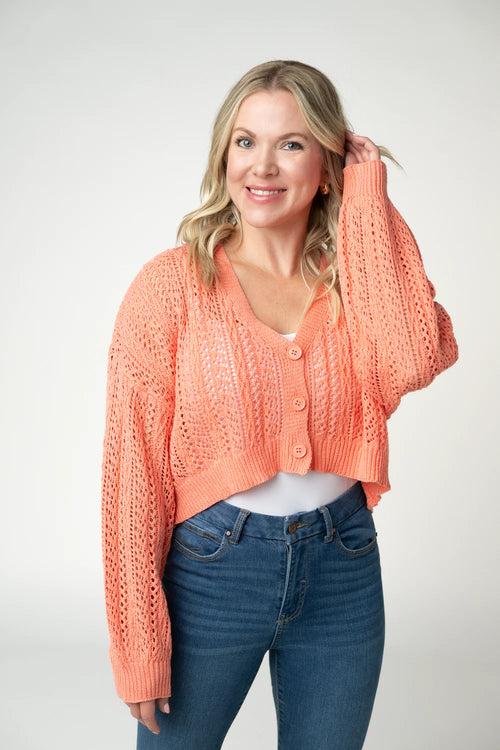 Callie Cropped Cardigan - Melon-Cardigan-Villari Chic, women's online fashion boutique in Severna, Maryland