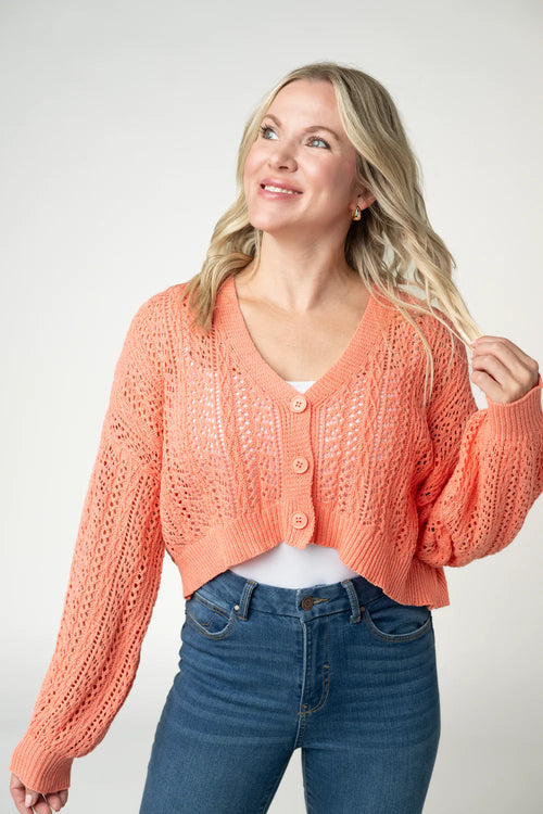 Callie Cropped Cardigan - Melon-Cardigan-Villari Chic, women's online fashion boutique in Severna, Maryland
