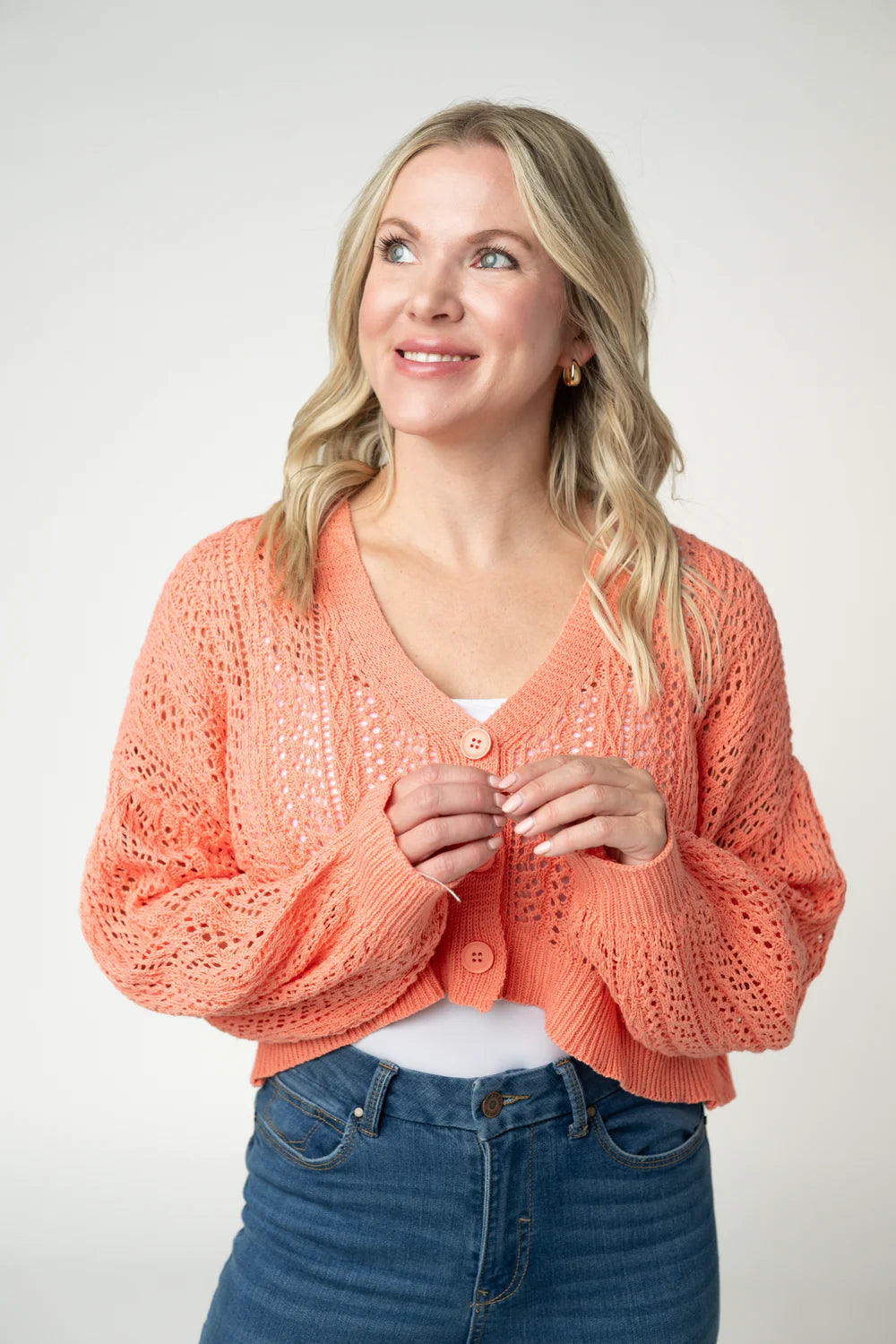 Callie Cropped Cardigan - Melon-Cardigan-Villari Chic, women's online fashion boutique in Severna, Maryland