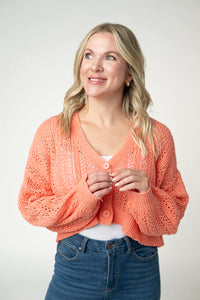 Callie Cropped Cardigan - Melon-Cardigan-Villari Chic, women's online fashion boutique in Severna, Maryland