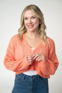 Callie Cropped Cardigan - Melon-Cardigan-Villari Chic, women's online fashion boutique in Severna, Maryland