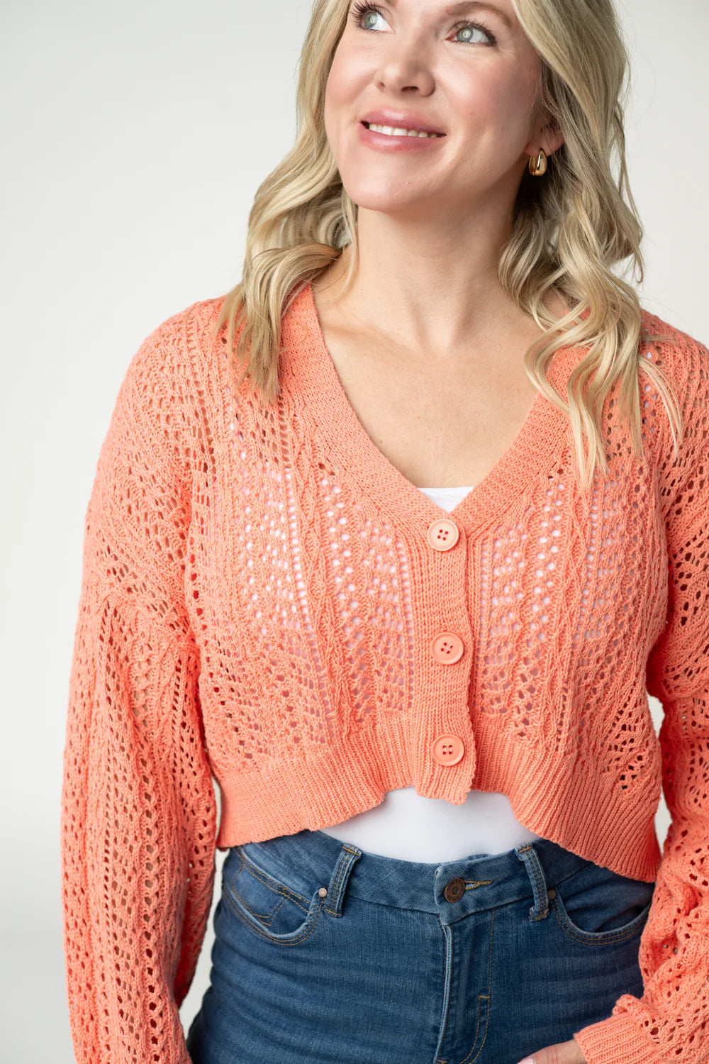 Callie Cropped Cardigan - Melon-Cardigan-Villari Chic, women's online fashion boutique in Severna, Maryland