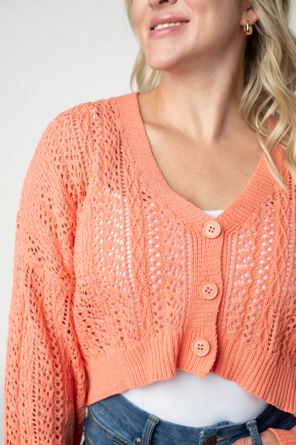 Callie Cropped Cardigan - Melon-Cardigan-Villari Chic, women's online fashion boutique in Severna, Maryland