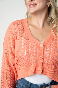 Callie Cropped Cardigan - Melon-Cardigan-Villari Chic, women's online fashion boutique in Severna, Maryland