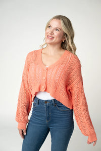 Callie Cropped Cardigan - Melon-Cardigan-Villari Chic, women's online fashion boutique in Severna, Maryland