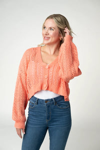 Callie Cropped Cardigan - Melon-Cardigan-Villari Chic, women's online fashion boutique in Severna, Maryland