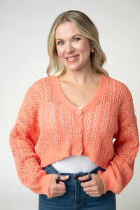 Callie Cropped Cardigan - Melon-Cardigan-Villari Chic, women's online fashion boutique in Severna, Maryland