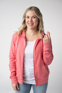 Fullzip Hoodie - Sunkissed Coral-hoodie-Villari Chic, women's online fashion boutique in Severna, Maryland