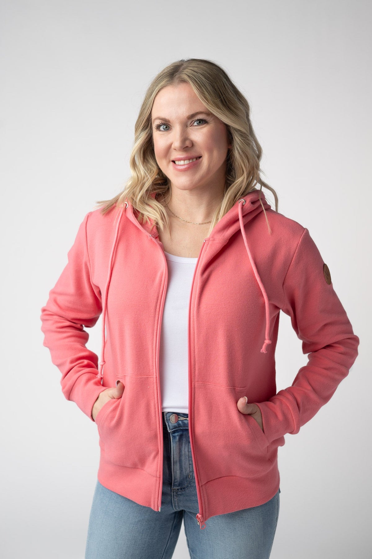 Fullzip Hoodie - Sunkissed Coral-hoodie-Villari Chic, women's online fashion boutique in Severna, Maryland