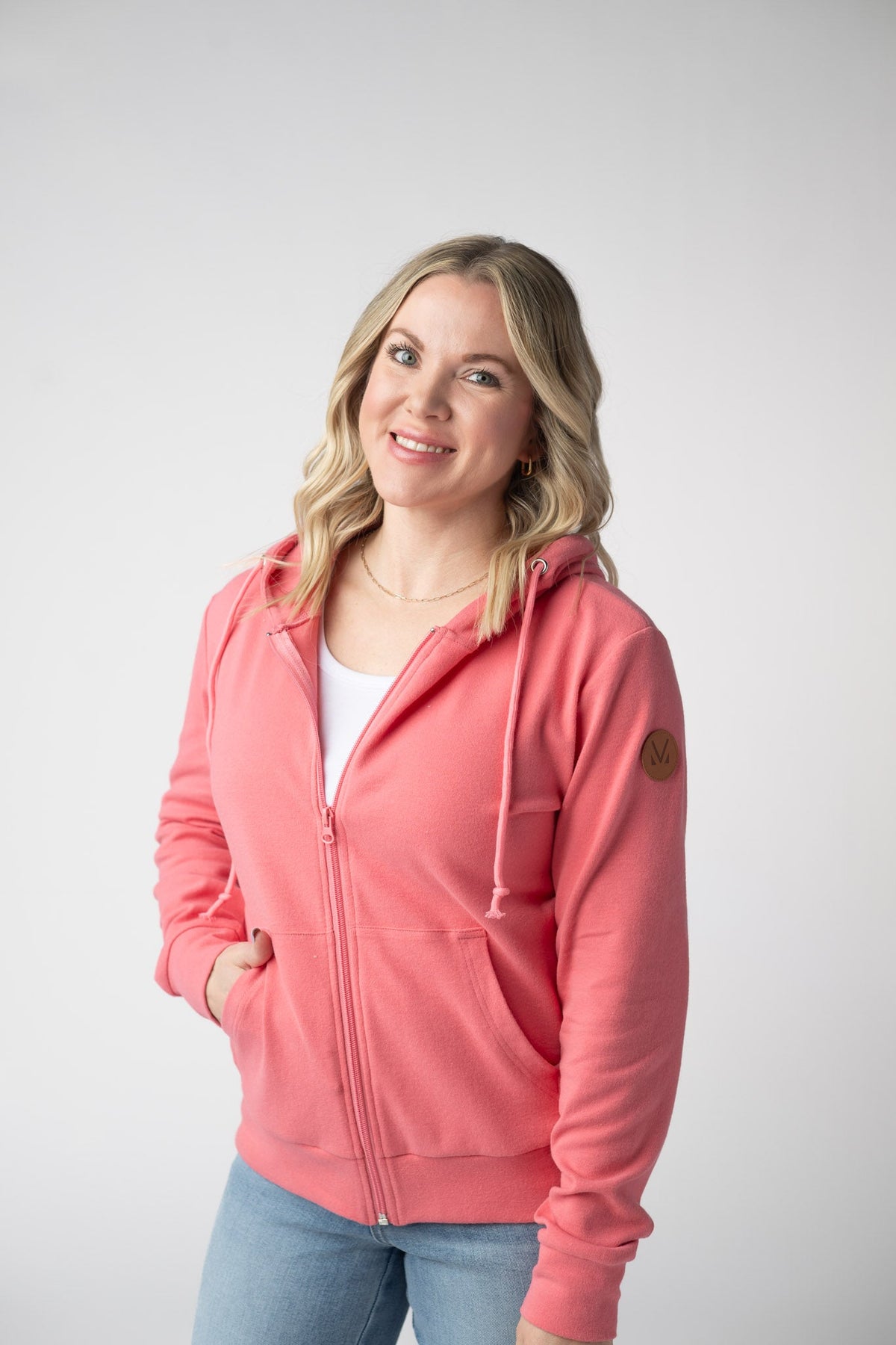 Fullzip Hoodie - Sunkissed Coral-hoodie-Villari Chic, women's online fashion boutique in Severna, Maryland