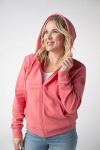 Fullzip Hoodie - Sunkissed Coral-hoodie-Villari Chic, women's online fashion boutique in Severna, Maryland