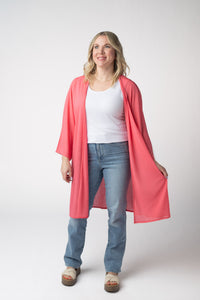 Ellie Cover-Up Kimono - Sunkissed Coral-Cardigan-Villari Chic, women's online fashion boutique in Severna, Maryland