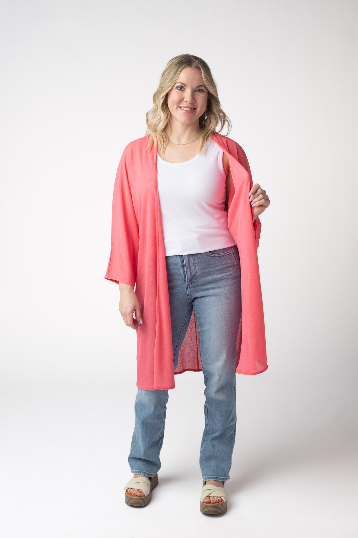 Ellie Cover-Up Kimono - Sunkissed Coral-Cardigan-Villari Chic, women's online fashion boutique in Severna, Maryland