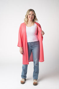Ellie Cover-Up Kimono - Sunkissed Coral-Cardigan-Villari Chic, women's online fashion boutique in Severna, Maryland
