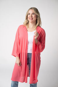 Ellie Cover-Up Kimono - Sunkissed Coral-Cardigan-Villari Chic, women's online fashion boutique in Severna, Maryland