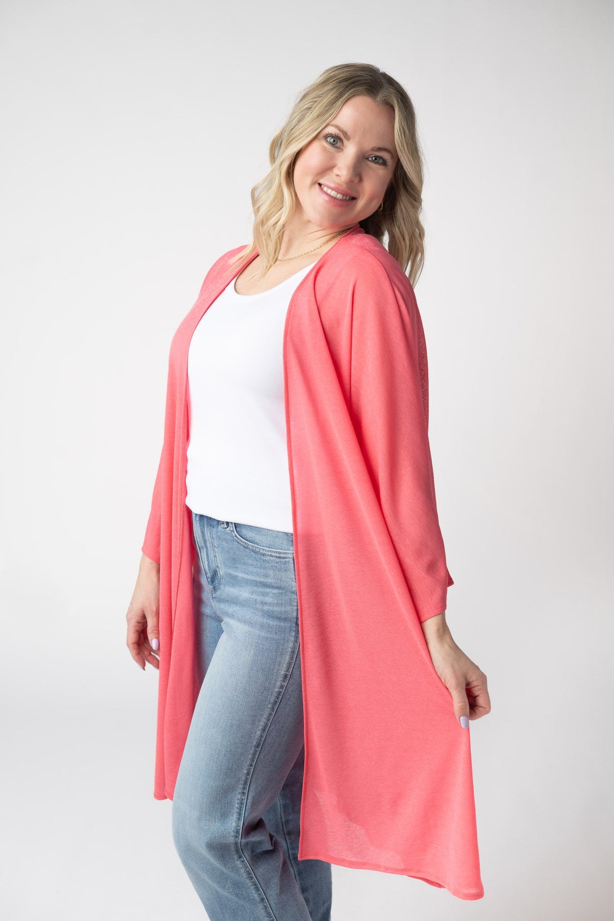 Ellie Cover-Up Kimono - Sunkissed Coral-Cardigan-Villari Chic, women's online fashion boutique in Severna, Maryland
