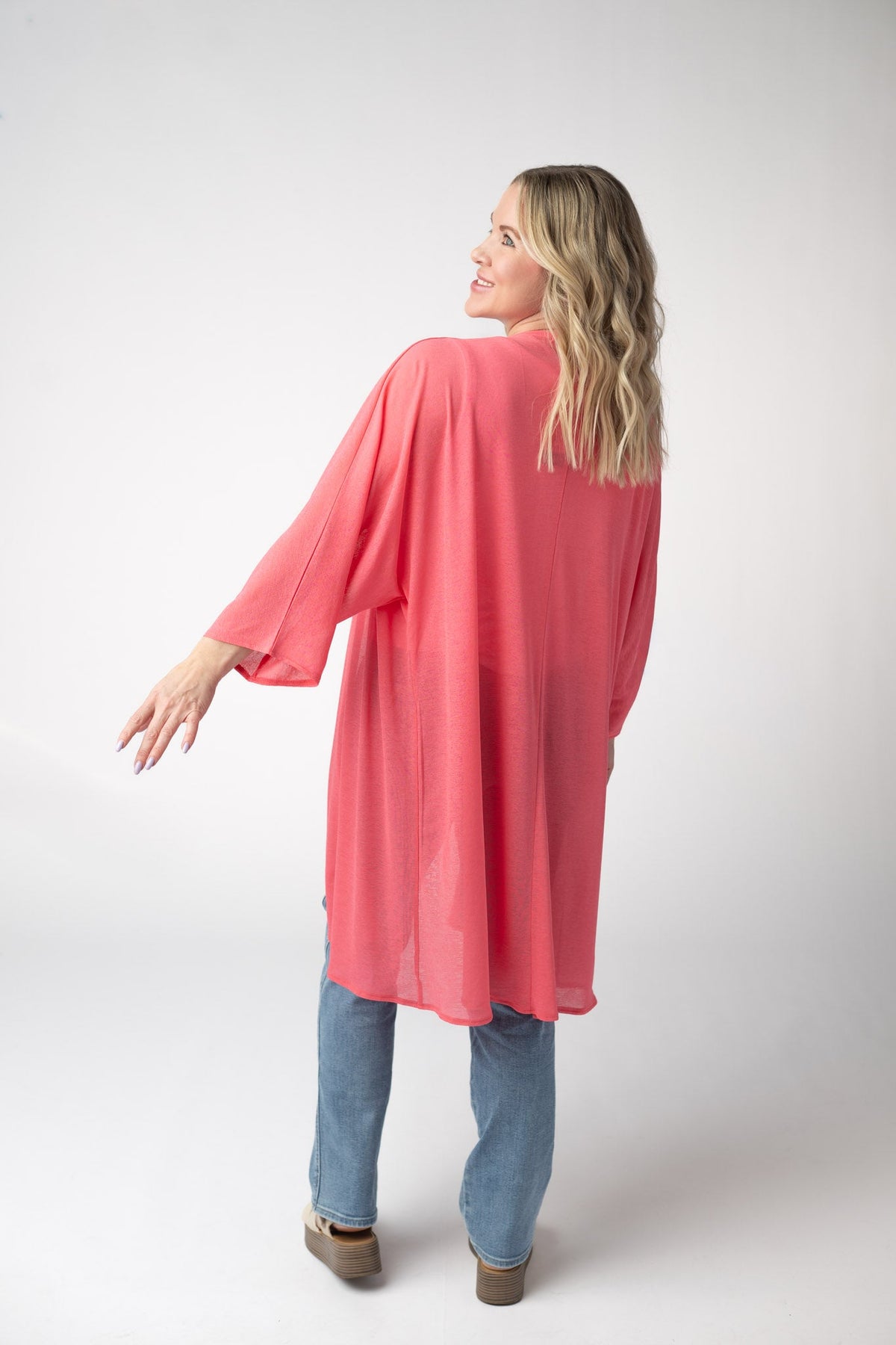 Ellie Cover-Up Kimono - Sunkissed Coral-Cardigan-Villari Chic, women's online fashion boutique in Severna, Maryland