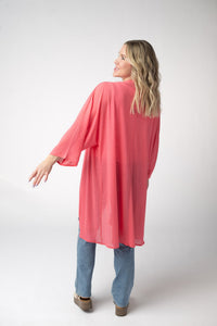 Ellie Cover-Up Kimono - Sunkissed Coral-Cardigan-Villari Chic, women's online fashion boutique in Severna, Maryland