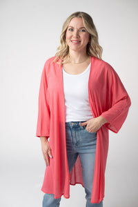 Ellie Cover-Up Kimono - Sunkissed Coral-Cardigan-Villari Chic, women's online fashion boutique in Severna, Maryland
