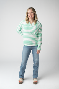 Amelia Striped Hoodie - Green-hoodie-Villari Chic, women's online fashion boutique in Severna, Maryland