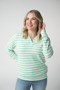 Amelia Striped Hoodie - Green-hoodie-Villari Chic, women's online fashion boutique in Severna, Maryland