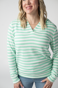 Amelia Striped Hoodie - Green-hoodie-Villari Chic, women's online fashion boutique in Severna, Maryland