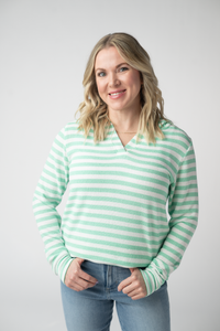 Amelia Striped Hoodie - Green-hoodie-Villari Chic, women's online fashion boutique in Severna, Maryland