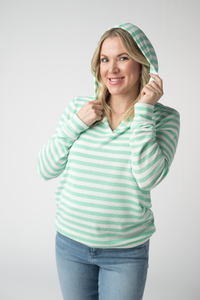 Amelia Striped Hoodie - Green-hoodie-Villari Chic, women's online fashion boutique in Severna, Maryland