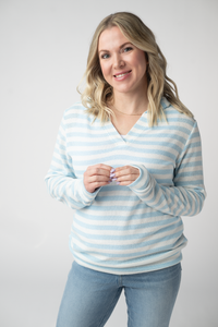 Amelia Striped Hoodie - Sky Blue-hoodie-Villari Chic, women's online fashion boutique in Severna, Maryland