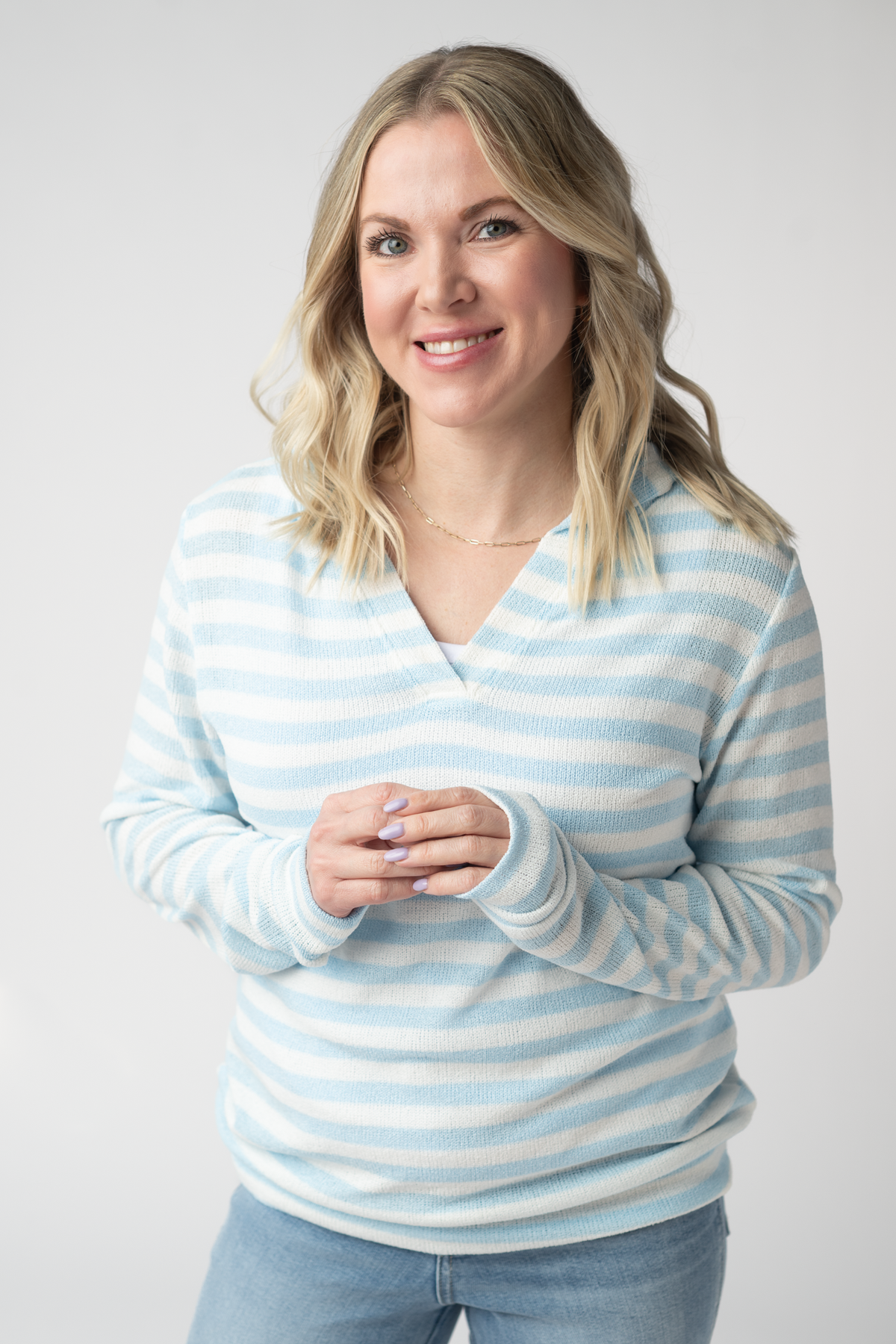 Amelia Striped Hoodie - Sky Blue-hoodie-Villari Chic, women's online fashion boutique in Severna, Maryland