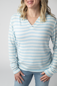 Amelia Striped Hoodie - Sky Blue-hoodie-Villari Chic, women's online fashion boutique in Severna, Maryland