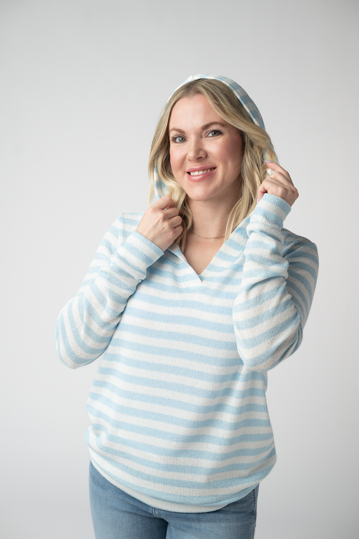 Amelia Striped Hoodie - Sky Blue-hoodie-Villari Chic, women's online fashion boutique in Severna, Maryland