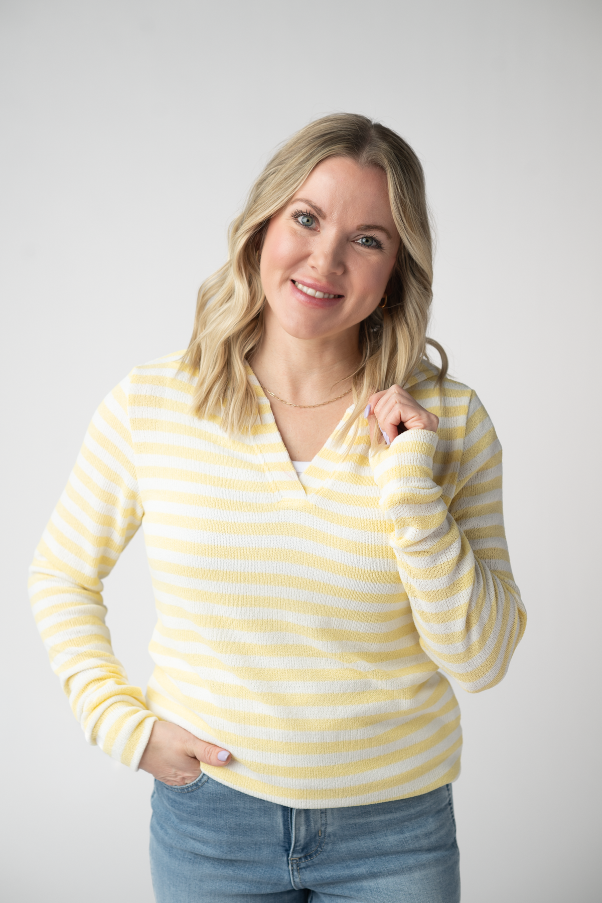 Amelia Striped Hoodie - Lemon-hoodie-Villari Chic, women's online fashion boutique in Severna, Maryland