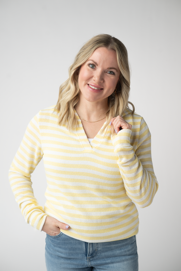 Amelia Striped Hoodie - Lemon-hoodie-Villari Chic, women's online fashion boutique in Severna, Maryland