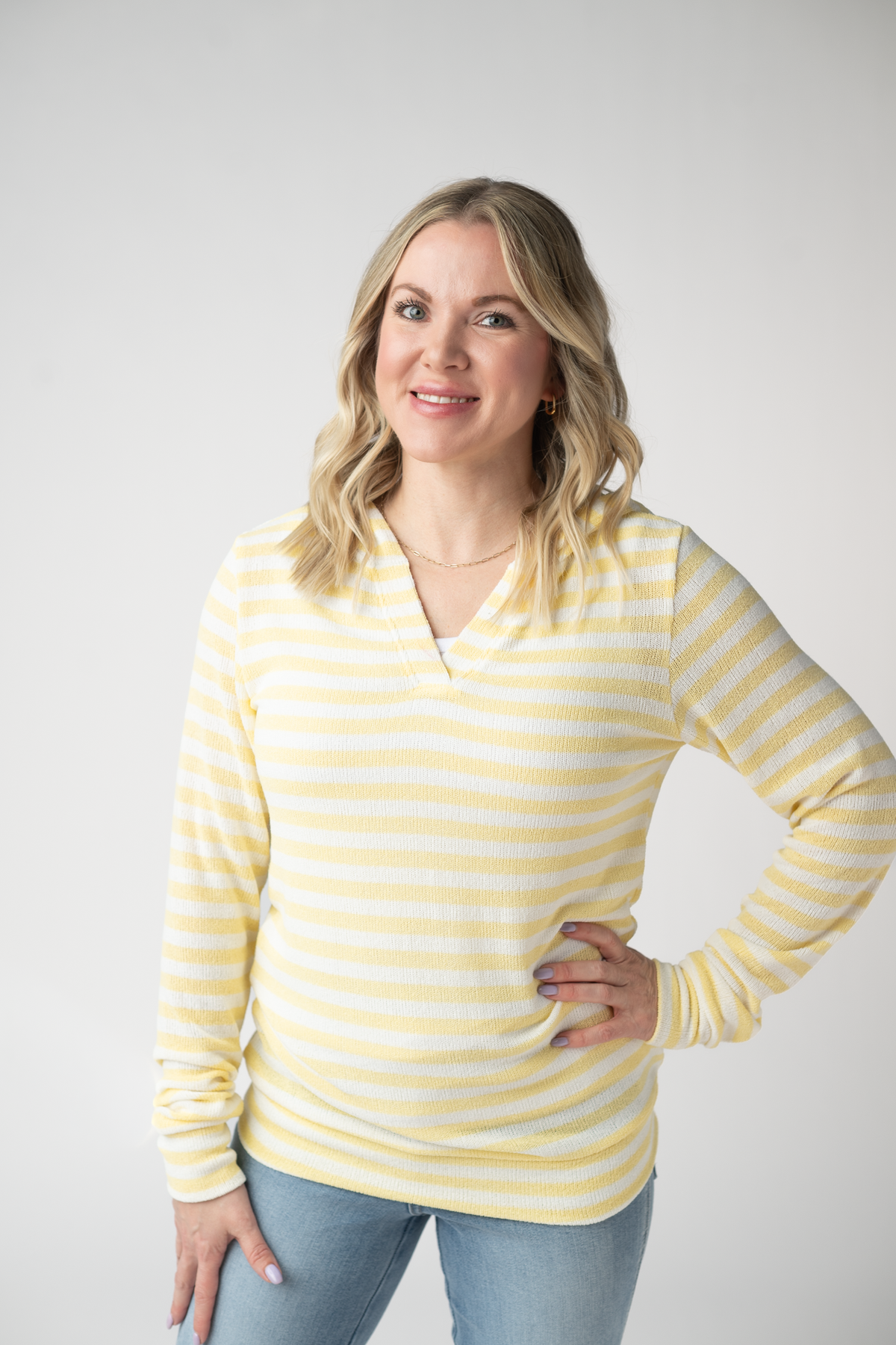 Amelia Striped Hoodie - Lemon-hoodie-Villari Chic, women's online fashion boutique in Severna, Maryland
