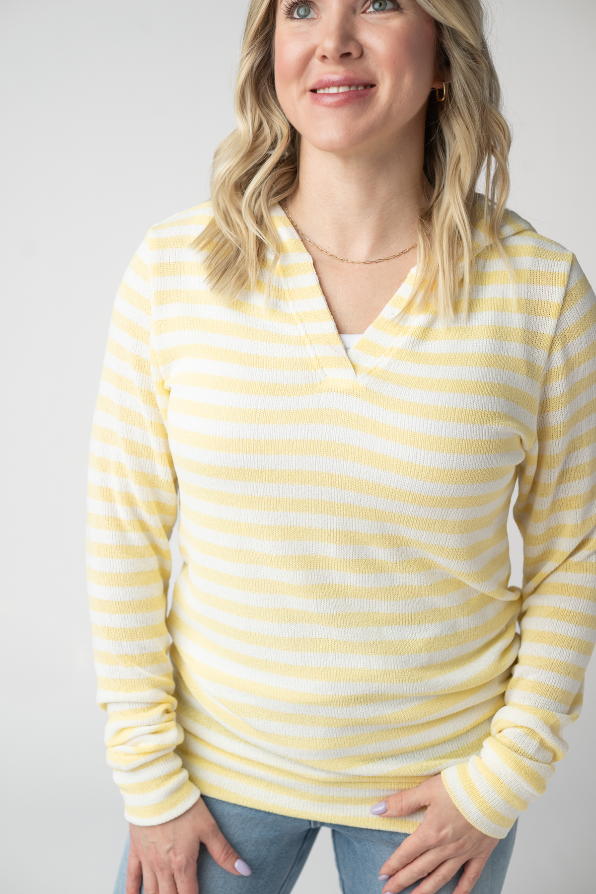 Amelia Striped Hoodie - Lemon-hoodie-Villari Chic, women's online fashion boutique in Severna, Maryland