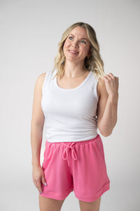 Weslie Waffle Shorts - Pink-shorts-Villari Chic, women's online fashion boutique in Severna, Maryland