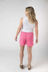 Weslie Waffle Shorts - Pink-shorts-Villari Chic, women's online fashion boutique in Severna, Maryland