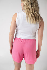 Weslie Waffle Shorts - Pink-shorts-Villari Chic, women's online fashion boutique in Severna, Maryland