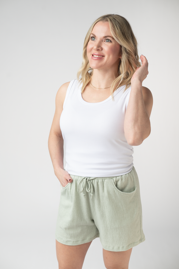 Candice Crinkle Shorts - Light Green-shorts-Villari Chic, women's online fashion boutique in Severna, Maryland