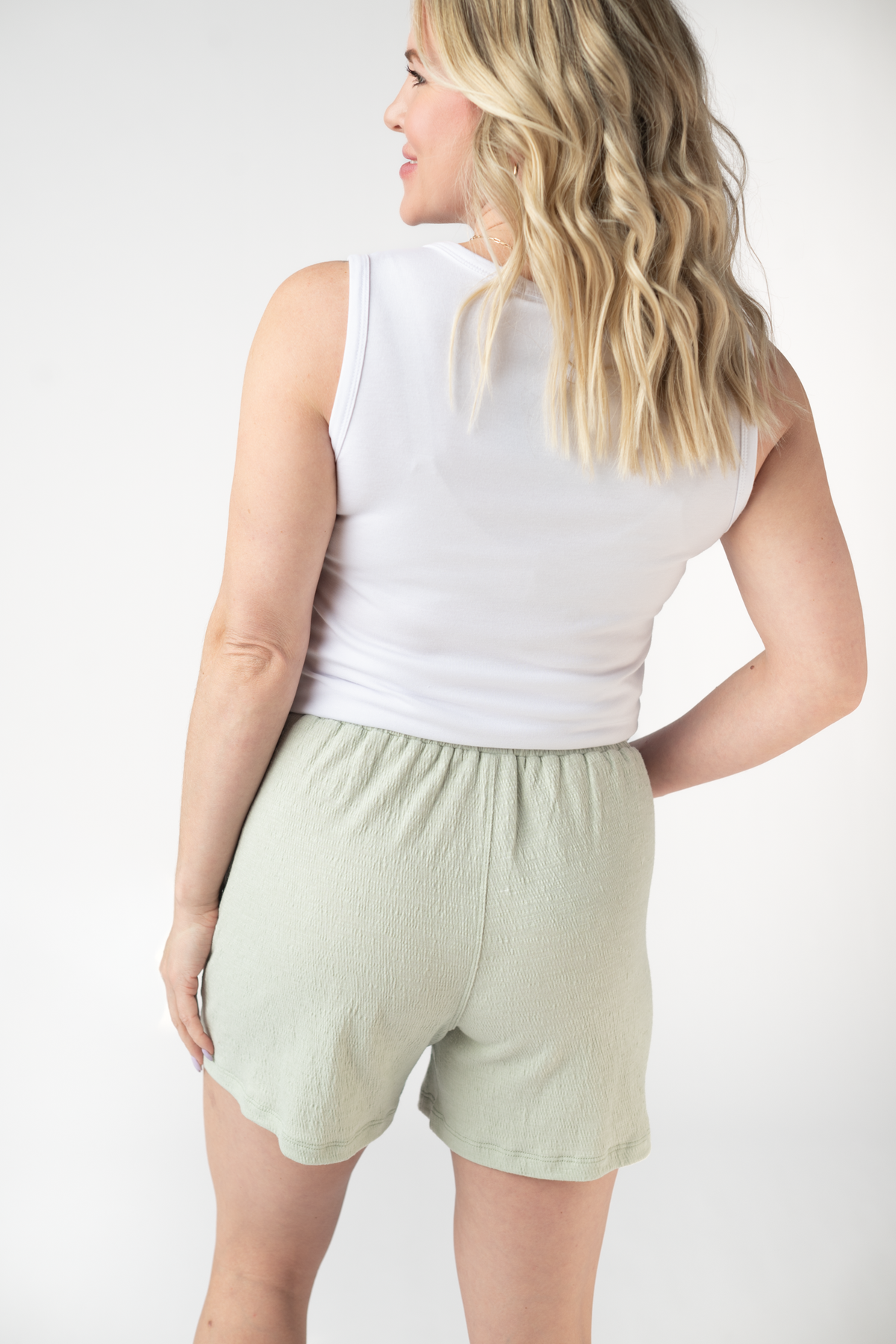 Candice Crinkle Shorts - Light Green-shorts-Villari Chic, women's online fashion boutique in Severna, Maryland