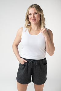 Candice Crinkle Shorts - Charcoal-shorts-Villari Chic, women's online fashion boutique in Severna, Maryland