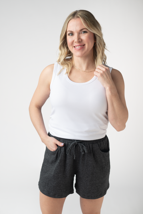 Candice Crinkle Shorts - Charcoal-shorts-Villari Chic, women's online fashion boutique in Severna, Maryland