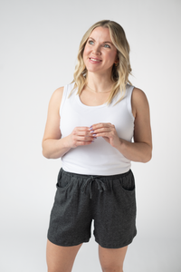 Candice Crinkle Shorts - Charcoal-shorts-Villari Chic, women's online fashion boutique in Severna, Maryland
